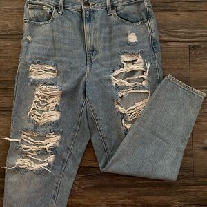 Levi's Blue Boyfriend Jeans with Distressed Details